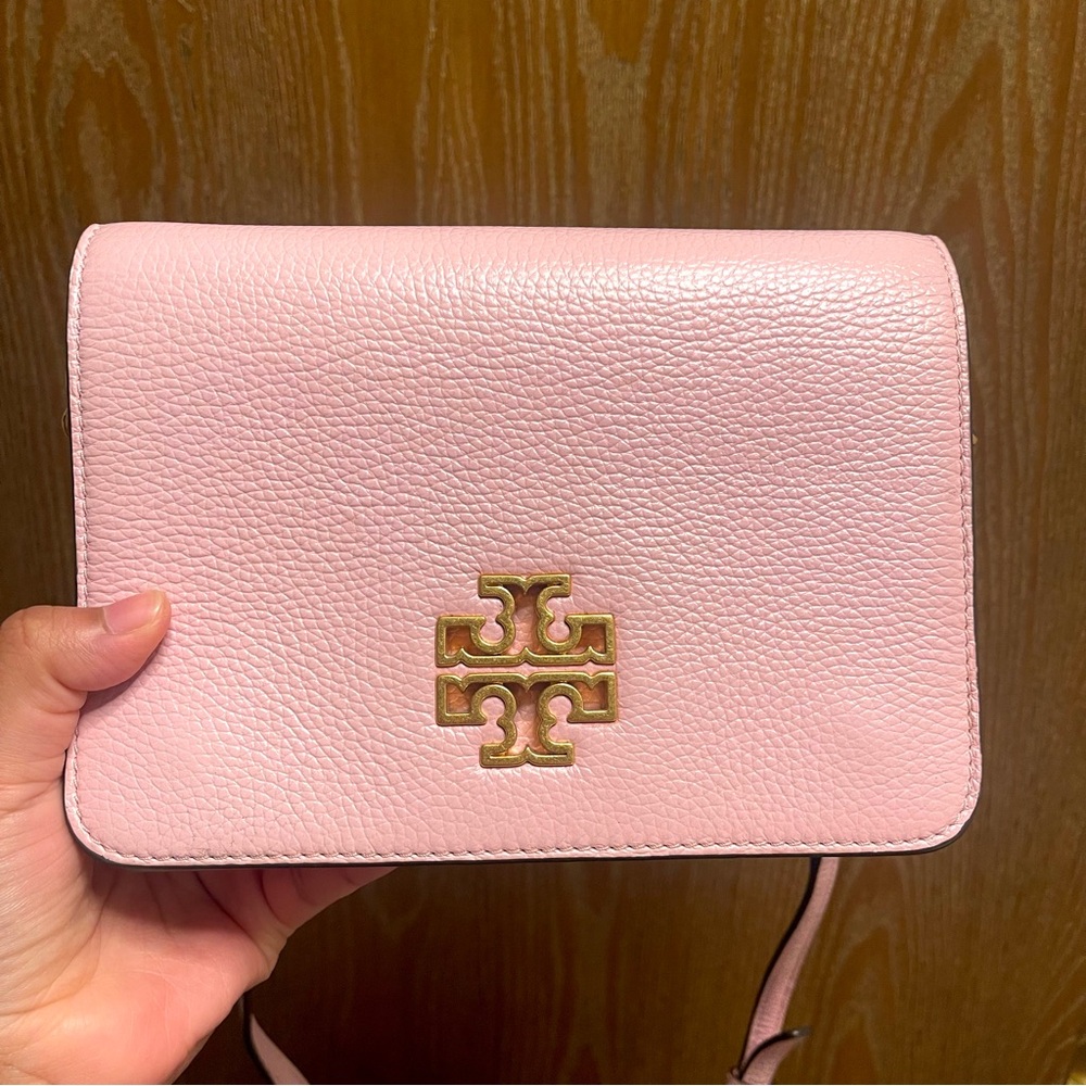 Tory Burch Pink Pebbled Leather Crossbody Bag